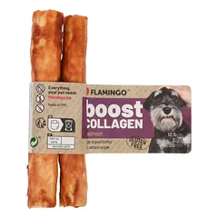 Flamingo Boost Kolagenas 50g - kolageno skanėstai šunims, lašišos lazdelės 2 vnt.