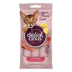 Delickcious Creamy Snack skanėstai su vištiena ir ananasais katėms
