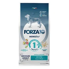 Forza10 Medium Mono Diet Fish sausas maistas vidutiniams šunims su žuvimi, 12 kg — 1 nuotrauka
