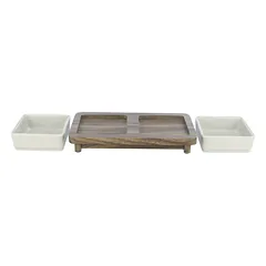 Trixie CityStyle Dubenėlių Rinkinys keraminių dubenėlių rinkinys katėms su MDF stovu, 2×0.4 l, pilkas/rudas — 2 nuotrauka