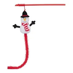 Trixie Xmas Playing Rod Snowman žaislas katėms ant kotelio su sniego seniu, 31 cm ilgio
