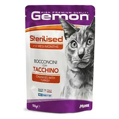 Gemon Cat Pouch Sterilised Chunkies with Turkey 100 g nuotrauka