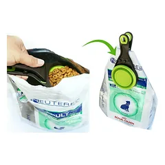 Dexas sulankstomas KlipScoop 3-in-1 mažas - sulankstomas maisto samtelis su maišelio uždarymo spaustuku, mažas, Zielony / 118ml — 2 nuotrauka