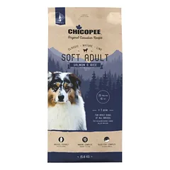 Chicopee CNL Soft sausas maistas suaugusiems šunims su lašiša ir ryžiais, 15 kg