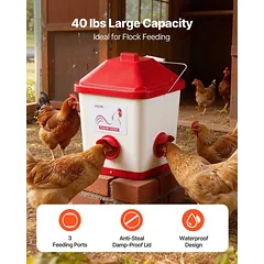 Automatinė viščiukų šėrykla ir girdykla VEVOR 5GAL F+D, 18,14 kg ir 19 l, 3 ir 6 angos — 3 nuotrauka