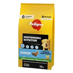 PEDIGREE® Junior Professional Nutrition 12 kg su paukštiena ir daržovėmis - sausas visavertis maistas didelių ir vidutinių veislių šuniukams