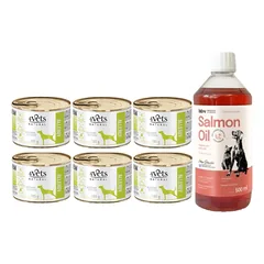 4Vets Dog Allergy 6x185g + LAB V Lašišų aliejus šunims ir katėms 500ml