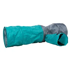 3.5_4302 TRIXIE Žaidimų tunelis katėms su 4 įėjimais, pliušas, 30x115 cm, pilka/žalsva, 1 vnt. — 2 nuotrauka
