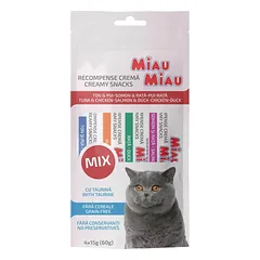 MAIAU MAIAU Kreminiai užkandžiai katė MIX 15 G (4 pakuotė)