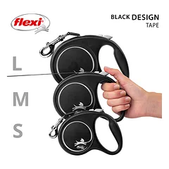 FLEXI pavadėlis šuniui Black Design M juostinis 5m, juodas — 5 nuotrauka