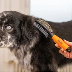 Wahl® dvipusis kailio priežiūros šepetys, oranžinė, L 27,8 x B 6,1 x 7 cm — 5 nuotrauka