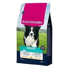 Eukanuba Adult Medium Chicken sausas maistas vidutinio dydžio suaugusiems šunims, 15 kg