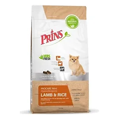 PRINS PROCARE MINI LAMB & RICE HYPOALLERGIC SAUSAS MAISTAS SUAUGUSIEMS MAŽŲ VEISLIŲ ŠUNIMS TURINTIEMS JAUTRIĄ ODĄ IR KAILĮ 3kg – 12kg