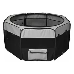 Flamingo Run Flavio Foldable Pet Playpen M (87,5 x 87,5 x 47 cm), Grey & Black