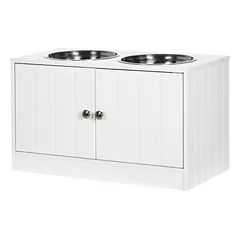 Dubenėliai su stovu PawHut 60x30x35,5cm., baltos/sidabrinės spalvos
