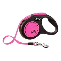 FLEXI pavadėlis New Neon pink M - 5m iki 25kg - juosta