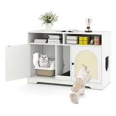 Giantex Katzentoilettenschrank Mit Kratzbrett Und Praktischen Fächern