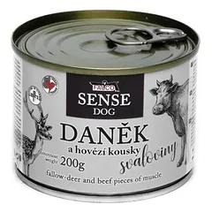 FALCO SENSE DOG pūdymas ir su jautiena raumenų gabalėliai skardine 200 g