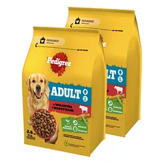 PEDIGREE® Adult 2x2,6 kg su jautiena ir daržovėmis – visavertis sausas maistas suaugusiems didelių ir vidutinių veislių šunims