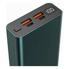 Aliuminis nešiojamasis įkroviklis, 20000 mAh, 22,5 W, 20000 mAh, žalios spalvos — 5 nuotrauka