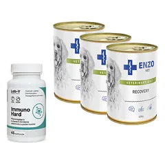 ENZO VET Atkūrimo dieta šunims 3x400g + LAB-V Immuno Hard 45 kapsulės