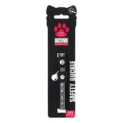 Active Cat Collar Reflective XXS atspindintis antskakalis katėms su varpeliu ir saugos užsegimu, juodas, 1×16-22 cm — 3 nuotrauka