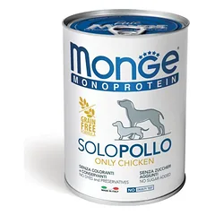 Monge Monoproteinic Pate 100% Chicken drėgnas maistas visų veislių šunims su vienu baltymo šaltiniu, 400 g