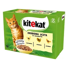 KITEKAT Drėgnas kačių ėdalas su vištiena, kalakutiena, paukštiena 12x85g nuotrauka