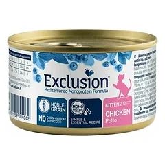 Exclusion Mediterraneo Cat Kitten Chicken kačiukams su vištiena 85 g nuotrauka