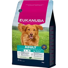 EUKANUBA Suaugusių Didelių Veislių Aviena Ryžiai 3 kg sausas maistas dideliems šunims, turintis avienos ir ryžių