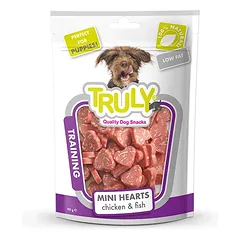 Truly Mini Hearts skanėstai šunims su vištiena ir žuvimi 5×85 g