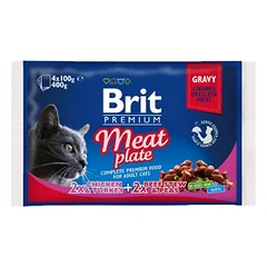 Brit Premium Cat Meat Plate maišeliai, drėgnas maistas katėms 400 g (4 x 100 g) parduotuvėje mumbo.lt