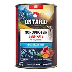 Ontario Adult Monoprotein paštetas su jautiena ir morkomis, drėgnas maistas šunims 400 g — 2 nuotrauka