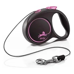 FLEXI Black Design XS Cord 3m pink virvinis automatinis pavadėlis