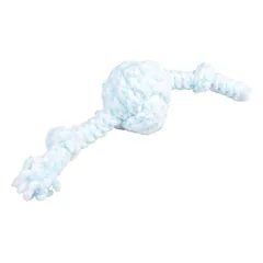 Duvo+ Hundespielzeug Puppy Soft Seil Ball mit 2 Knoten blau/weiß