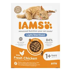 IAMS sausas maistas sterilizuotoms katėms su vištiena, 0,8 kg