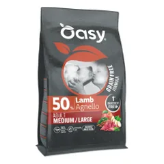 Oasy Grain Free Adult Medium/Large sausas pašaras su ėriena didesnių veislių šunims - Pet24