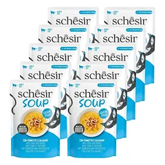 SCHESIR Soup Tunas su kalmarais, 10 x 40 g, papildomoji sriuba katėms