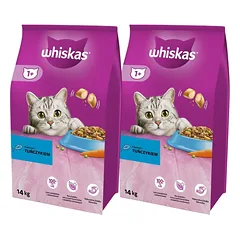 WHISKAS Adult 2x14kg - sausas kačių maistas su tunu ir daržovėmis