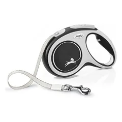 Flexi New Comfort ritininis pavadėlis šunims M (juosta) 5 m, juodas parduotuvėje animu.lt