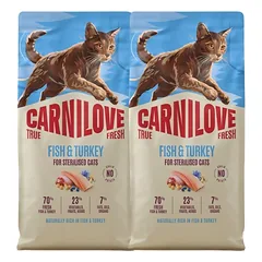 CARNILOVE True Fresh Cat Fish and Turkey Sterilised 2x6 kg žuvis ir kalakutas, skirtas sterilizuotiems katėms