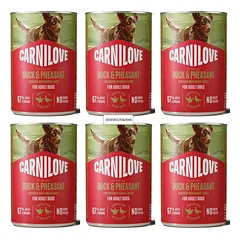 CARNILOVE Dog Can Duck and Pheasant 6x400g visavertis mėsos paštetas su antiena ir fazaniena suaugusiems šunims