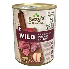 Betty's Landhausküche Dog konservai 6 x 400 g, drėgnas maistas šunims, Antiena ir amarantas — 4 nuotrauka