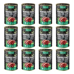 SUPER RAFI Cat su žąsiena ir kalakutienos kepenėlėmis 12x400g drėgnas maistas sterilizuotiems katėms