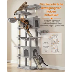 Kačių draskyklė su draskymo lentomis, šviesiai pilka, 206 cm — 5 nuotrauka