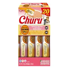 INABA Churu – cat treat assortment with salmon and salmon with chicken flavors, 20 x 14 g