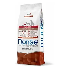 Monge Mini Puppy and Junior Monoprotein su ėriena ir ryžiais, sausas maistas šuniukams 7,5 kg parduotuvėje 1petshop.lt