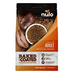 Nulo Baked & Coated sausas maistas suaugusiems šunims su vištiena, kalakutiena ir antiena, 2kg