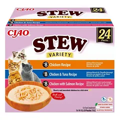 INABA Cat Ciao Stew Creamy Variety 24x40g mix delikatesai su vištiena, tunu ir lašiša kreminiu padažu
