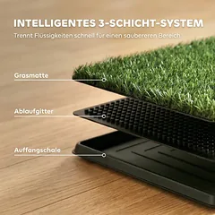 Šunų tualetas su trijų sluoksnių sistema ir dirbtine žole, juodas–žalias, 76 × 50,5 × 3,5 cm — 5 nuotrauka